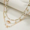 Boho Layered Starfish Shell Necklace – Beach Vacation Jewelry