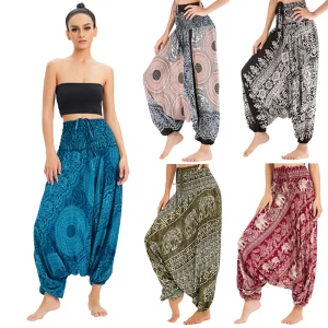 Boho Harem Pants - Vibrant Printed Rayon
