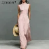 Boho High Neck Maxi Shirt Dress with Button Front – Vacation & Party Ready