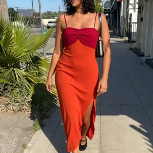 Brunch & Casual Twist Front Maxi Slip Dress - Vacation & Wedding Guest Ready