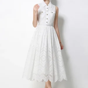Boho Lace Midi Dress - Hollow Out Embroidery - Summer Party Ready