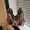 Large Fringe Crossbody Tote with Geometric Woven Pattern – Travel & Everyday Bohemian Essential