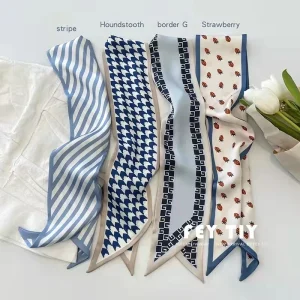 Light Blue Silk Scarf - Soft Plaid Holiday & Everyday Elegance