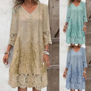 Boho Crochet Ruffle Dress with Lace Details - Beach & Summer Ready