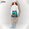 Boho Horse Print Mini Skirt with Faux Leather Trim – Music Festival Ready