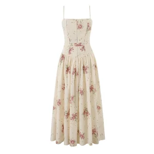 Sun-Kissed Floral Spaghetti Strap Maxi Dress for Vacation & Garden Party