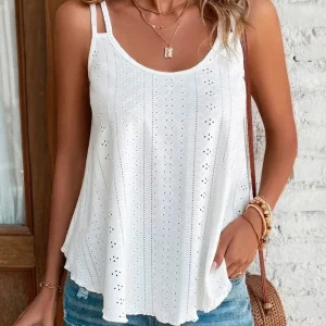 Boho Hollow Out Camisole Top with Relaxed Fit - Summer Beach & Everyday Casual Style