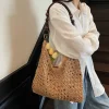 Slouchy Shoulder Bag – Hollow Woven Beach Tote for Resort Escapes