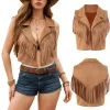 Vintage Faux Suede Fringe Vest – Cropped Western Boho Style