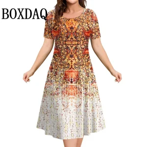 Boho Floral A-Line Mini Dress with Short Sleeves - Summer & Festival Ready