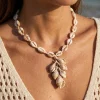 Natural Cowrie Shell Necklace and Earring Set for Beach Style