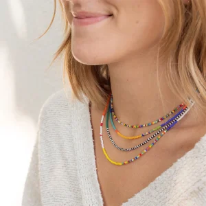 Boho Multicolor Beaded Layered Choker Necklace - Summer Beach & Festival Style