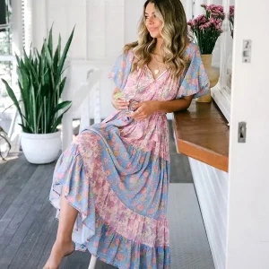 Floral Patchwork Maxi Dress - Tassel Detail for Summer Holidays & Resort Days