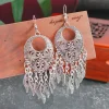 Bohemian Flower Feather Tassel Earrings – Wedding & Party Statement Jewelry