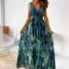 Backless Chiffon Maxi Dress with Lace Up Detail for Beach Weddings and Summer Getaways