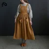 Vintage Cotton Linen Dress with Square Neckline – Summer & Resort Boho Style