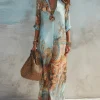 Boho Chiffon Shirt Maxi Dress – Vintage Print – Summer Getaways & Brunch