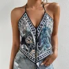 Boho Floral Halter Top – Lace-Up Resort & Beach Escape Ready