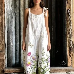 Boho Floral Wide Leg Jumpsuit - Daisy Print - Beach & Weekend Ready