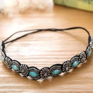 Ethnic Beaded Rhinestone Headband - Vintage Boho Hair Accessory for Festival & Everyday Styling