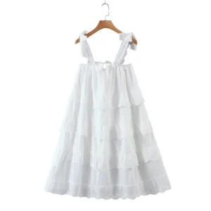 Boho Babydoll Dress - Lace Ruffle Tie Front Mini for Beach Getaways
