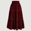 Boho A-Line Midi Skirt with Easy Stretch Waist – Resort & Everyday Ready