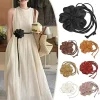 Woven Leather Belt – Floral Rope Tie Waist Accent for Boho Dresses & Vintage Layers