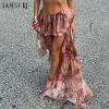 High-Low Floral Tiered Ruffle Skirt – Beach Vacation Boho
