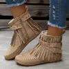 Retro Suede Cowboy Ankle Boots – Fringe Western Festival Style