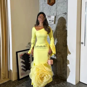 Festival Ankle-Length Dress with 3D Floral Appliqué & Square Neck - Prom & Cocktail Party Ready