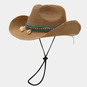 Bohemian Shell Decor Wide Brim Straw Sun Hat - Beach & Travel Ready