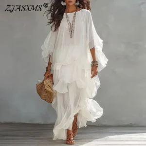 Sunlit Layered Ruffle Maxi Dress - Beach Holiday & Wedding Guest
