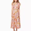 Ruffled Lace Midi Dress with Butterfly Sleeves for Beach Parties and Summer Getaways