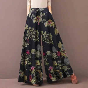 Sun-Drenched Floral Wide-Leg Boho Trousers - Resort & Summer Ready