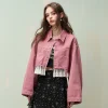 Boho Lace Trim Cropped Denim Jacket for Brunch & Everyday Style