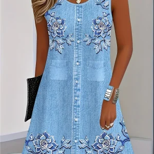 Bohemian Floral Tank Dress - Cowboy Inspired Print
