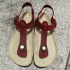 Handcrafted Genuine Leather Clip Toe Flat Sandals – Retro Cork Comfort for Beach & Everyday Boho Style