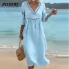 Boho Hollow Out V Neck Midi Dress – Beach Holiday