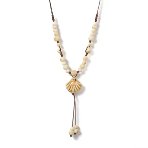 Handmade Ceramic Shell Pendant Necklace for Beach Style