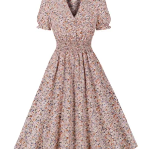 Boho Floral Fit and Flare Dress - Shirred Waist - Holiday & Brunch