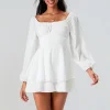 Off-Shoulder Ruffle Puff Sleeve Romper – Spring Summer Ready