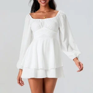 Off-Shoulder Ruffle Puff Sleeve Romper - Spring Summer Ready