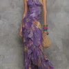 Boho High Neck Maxi Dress – Patchwork Print – Holiday Ready