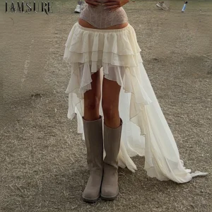 High Low Layered Chiffon Skirt - Beach Holiday Boho