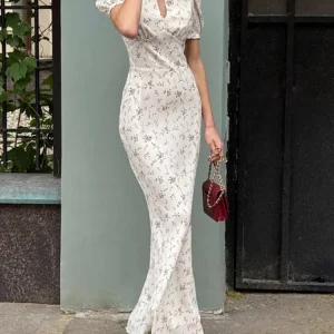 Sky to Moon Floral Hollow Out Maxi Dress - Romantic Wedding Guest & Resort Style