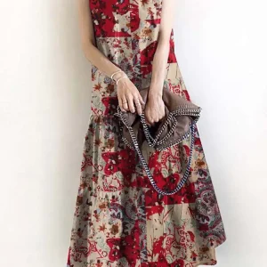 Boho Printed Tiered Midi Dress - Beach & Holiday Ready