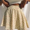 Boho Floral Mini Skirt with Pleated Ruffles – Beach & Party Ready