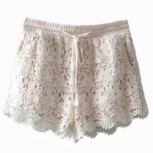 Floral Crochet Shorts - Cotton Lace Beach Cottagecore Style