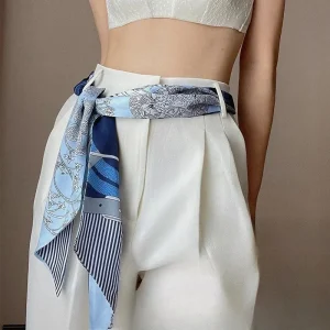 Vintage Skinny Silk Scarf - Korean Boho Everyday Elegance
