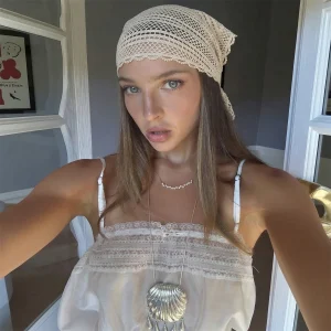 Boho Lace Trim Triangle Headscarf - Beach Vacation Summer Style